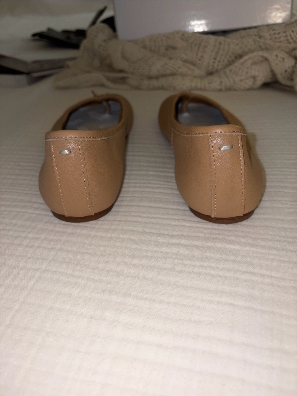 LIKE NEW “Maison Margiela” Tabi Split-Toe Ballet Flat, Tan Leather - Picture 7 of 7